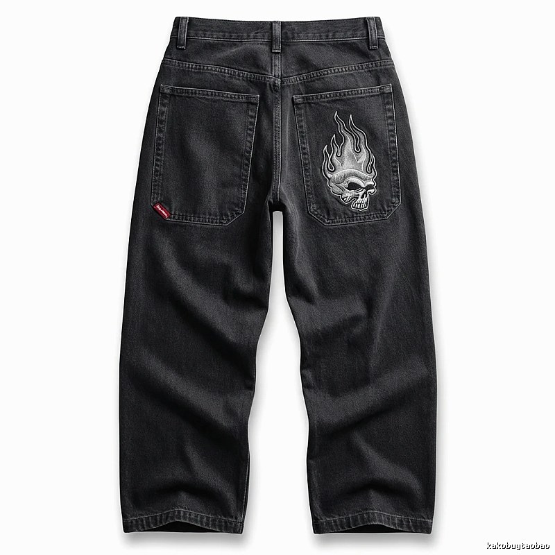 Y2K Fear of God Flame Black Denim Shorts